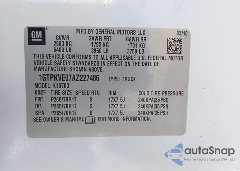 2010 GMC Sierra 1500 Sle из США, поврежденный, VIN 1GTPKVE07AZ227486